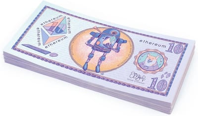 100 x Nep Ethereum Bankbiljetten van 10 ETH speelgeld
