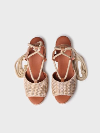 Dames espadrilles met hoge schacht van raffia | TAMESIS