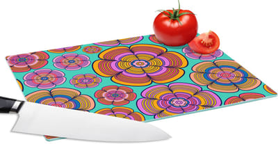 Glazen Snijplank - 28x20 - Design - Flower Power - Kleuren - Snijplanken Glas