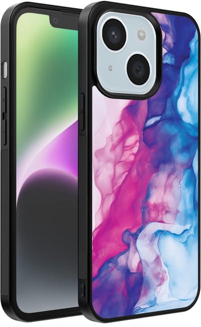 Smartphonica Telefoonhoesje Geschikt voor iPhone 14 met Roze Blauw Marmer Opdruk - TPU Backcover Case Rose Blue Marble Design geschikt voor iPhone 14