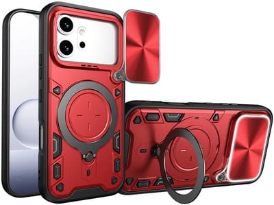 Hoesje geschikt voor HONOR 600/600 Pro - Phonesta CamLock Back Cover met Camera Slider - Rood