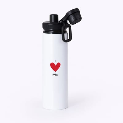 Hacebo® - I love papa waterfles met draaidop zwart - Vader - Papa's - Vaderrdag - cadeau voor papa - hartje - familie - water fles - 850ML