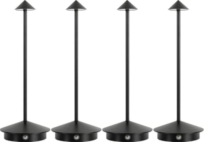 4 Stuks - Tafellamp – Oplaadbaar - Zwart – Dimbaar – 29CM – Aluminium – Bureaulamp – Tafellamp Slaapkamer