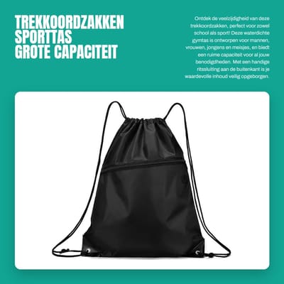 Dailygoods- Trekkoordzakken Grote Capaciteit - Waterdichte Rugzak - Opvouwbaar - Sporttas - Gymtas Kind - Voor School/Sport