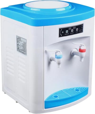 Waterdispenser - Koud warm apparaat - Direct drinken - Afneembaar ontwerp - 25 x 23 x 30 cm - Wit blauw