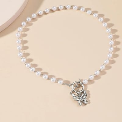 Diamant Parel Vlinder Ketting Ketting Vrouwelijk, Nieuwe Eenvoudige en Veelzijdige Nekketting Sleutelbeen Ketting Vrouwelijk