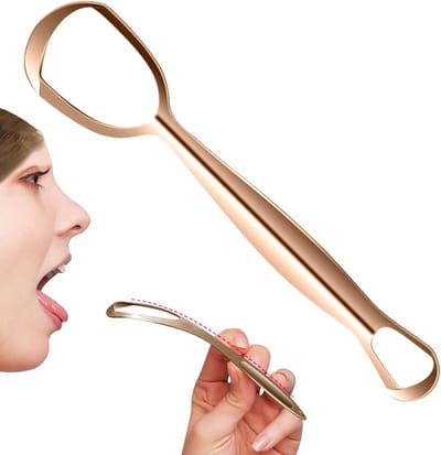 Metalen Tongschraper - Tongreiniger - Mondhygiëne Verbeteren - Waaier Vorm - 15.5 cm - Metaal