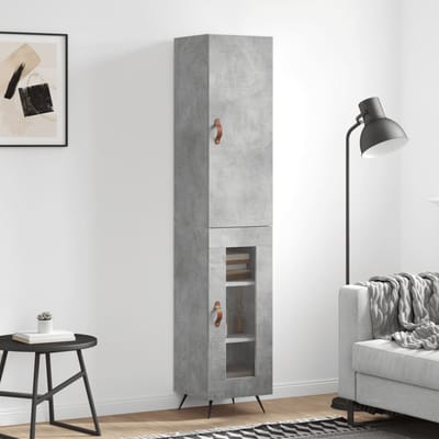 vidaXL - Hoge - kast - 34,5x34x180 - cm - bewerkt - hout - betongrijs
