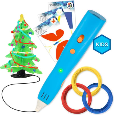 3D Pen Starterspakket Kinderen 6 Meter PCL Filament Vullingen - Tekenset - Speelgoed Jongens / Meisjes / Volwassenen - 5x Sjablonen - Knutselen - DIY - Hobby - Leren Tekenen - Stencils - Creatief - 3D Printer - Navullingen - Blauw - 3D&Print
