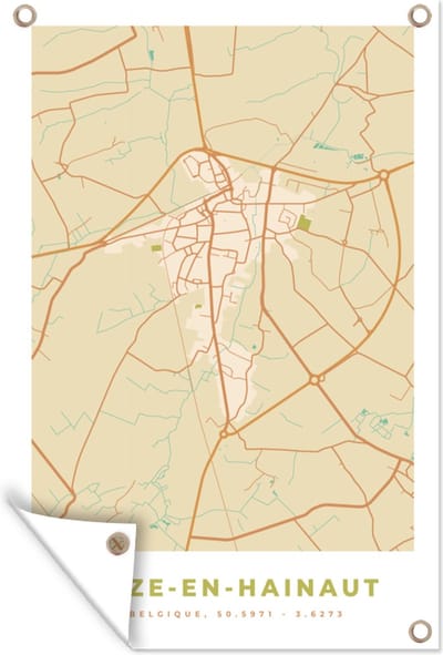 Muurdecoratie België - Leuze-en-Hainaut - Kaart - Stadskaart - Plattegrond - 120x180 cm - Tuinposter - Tuindoek