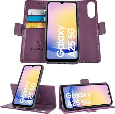 Geschikt voor Samsung Galaxy A25 - Book Case Hoesje - Uitneembaar Hoesje - Magnetische Sluiting - Portemonnee Paars