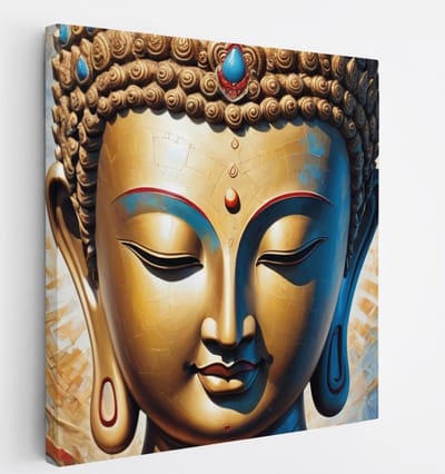 Saammp Canvas Schilderij - Boeddha - Kleurrijk - 20x20 - Foto op canvas - Wanddecoratie - Muurdecoratie Woonkamer - Canvas schilderijen