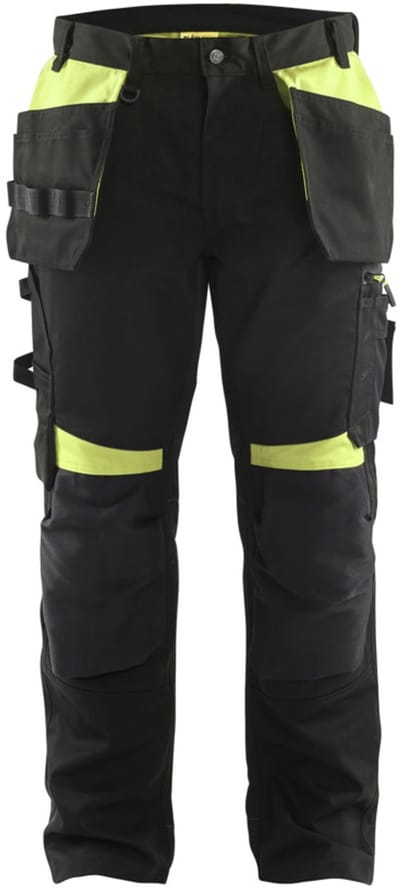 Blaklader Werkbroek met spijkerzakken 1555-1860 - Zwart/High Vis Geel - C146