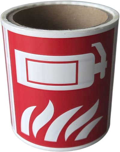 Pictogram/ stickers op rol (50x) | Brandblusser | 10 x 10 cm | Brandbeveiliging | Brandblusapparaat | Noodpictogram | Brandweer | Wettelijke verplichting | 1 rol
