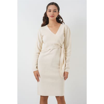 Bodycon Midi-jurk met V-hals en striksluiting