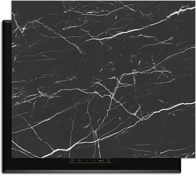 KitchenArt - Obsidian Marble - Inductie Beschermer - 70x52 cm - Kookplaat Beschermer - Luxe Afdekplaat Inductieplaat - Anti-slip & Oprolbaar - Beschermmat Inductiekookplaat