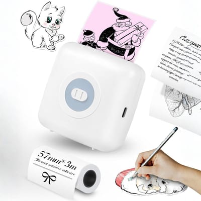 RVV® Labelmaker - Laberprinter - Draagbare Laberprinter - Bluetooth - Inktloos- Wit- 9cm x 9cm x 4cm