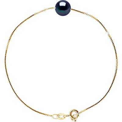 Armband Gekweekte Pearl Zoetwater 8-9mm Black Chain Venetiaanse Yellow Gold
