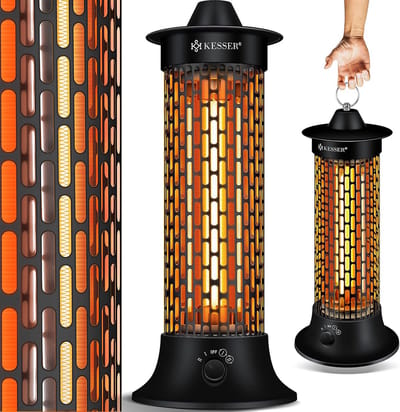 Infrarood Staande Heater met 1200W, Stil en 360° Optionele Warmte voor Binnen/Buiten