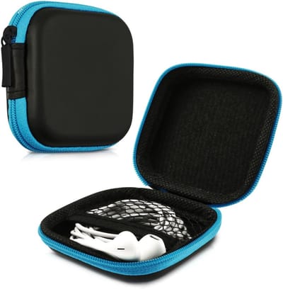 Hoesje compatibel met koptelefoon, hard hoesje met ritssluiting voor koptelefoon, blauw
