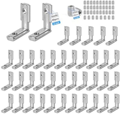 Hoekverbindingen voor Aluminium Profielen - 40 Stuks - 90° Hoekconnector met Schroeven