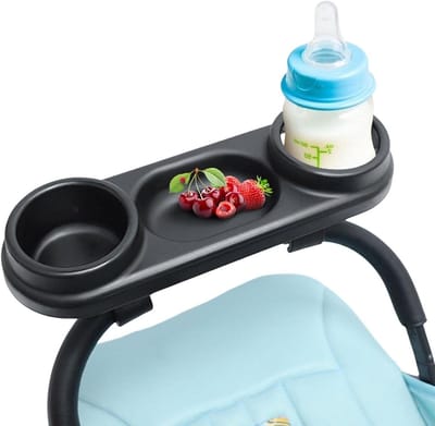 Kinderwagen Blad - Dienblad Kinderwagen - Onderweg Eten - Verstelbare Clips - 3 Plaatsen - Zwart