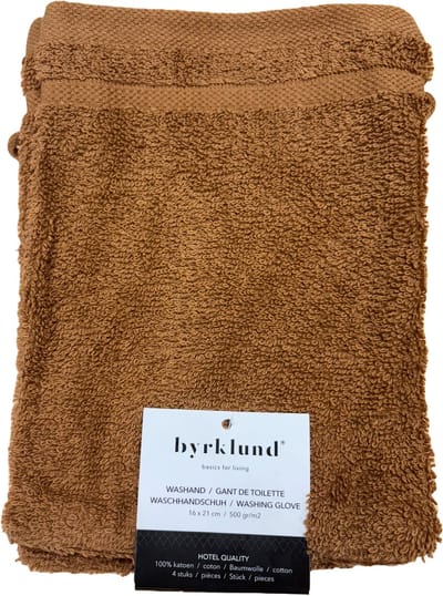 Byrklund Washand Bath Basics 16x21 - 100% Katoen - Cognac - 16x21cm - Washandjes Per 12 Stuks