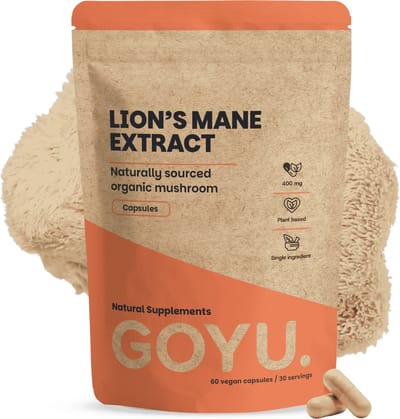 GOYU Lion's Mane Extract 16.000 mg per dagdosering 60 Capsules - Hericium Erinaceus - 20% Beta Glucan - 30% Polysaccharides - lions mane capsules - Mushroom mix - Vegan - Zonder toevoegingen - Lab getest - 60 dagen voorraad per zakje