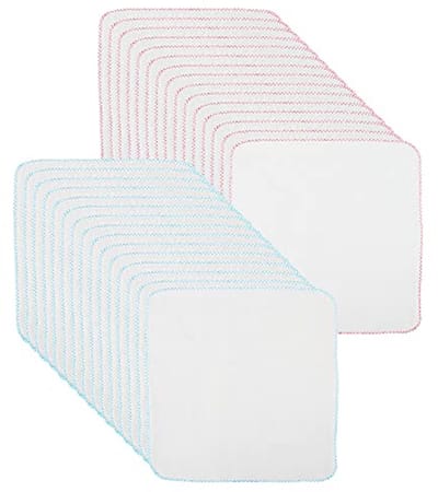 Gezichtsreinigingsdoeken - Mousseline doekjes - Make-up verwijderen - Dubbellaags katoen - 30 stuks - Blauw en roze