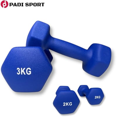 Padisport dumbells Blauw 2 en 3 kg - dumbells 3 kg - gewichten set halters - gewichten set dumbbell