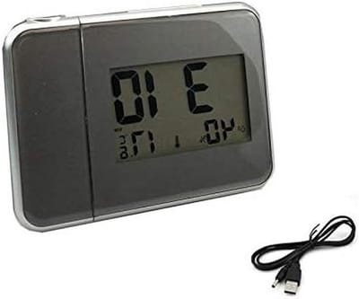Digitale Projectie Wekker - Weerstation Klok - Wakker Worden - Stem Rapportage - 16x6x12cm - Grijs