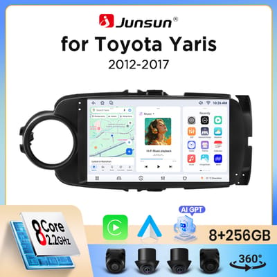 Junsun draadloze CarPlay Android Auto autoradio voor Toyota Yaris (XP130) 2011-2017 met ingebouwde koelventilator, Android GPS navigatie, multimediaspeler, WiFi, DSP, RDS, BT, SWC, IPS touchscreen,