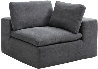 Vente-unique CORTOLINE hoekfauteuil met gecomprimeerde rechterhoek in antracietgrijze stof