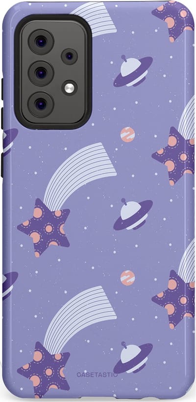 Casetastic Hoesje Geschikt voor Samsung A52 (4G/5G/s) - Stijlvolle Beschermende Duo-layer Case - Sterrenhemel Lila