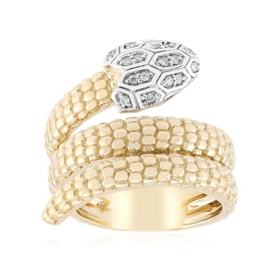 Cavill - Zilveren ring met vergulding - 925 sterlingzilver - 16 I1 (G) Afrikaanse pavé diamanten 0,077 ct - Slangenring stijlvol en elegant