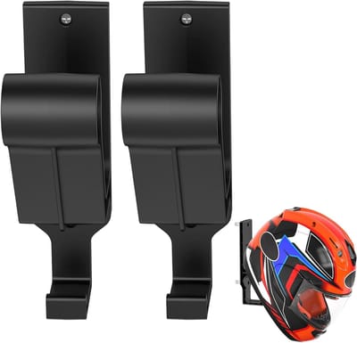 Wandbeugel – Motorhelmenrek – Dubbele haak en ophangsysteem – Wandopbergsysteem – 2-pack – Helpt u bij het netjes opbergen van helmen, jassen, mutsen, rugzakken, kleding en diverse tassen – Ideaal voor thuis, in de garage of op kantoor