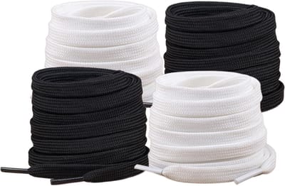 Vervangende veters voor casual en canvas schoenen, 100 cm lang, 8 mm breed, zwart en wit