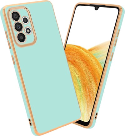 Cadorabo Hoesje geschikt voor Samsung Galaxy A33 5G in Glossy Mintgroen - Goud - Beschermhoes Case Cover van flexibel TPU-silicone en met camerabescherming