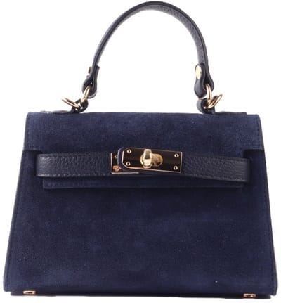 Giuliano lederen Suede handtas Meluna - Made in Italy - Donker blauw