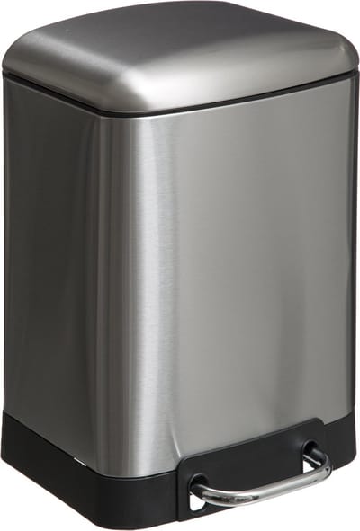 5Five Prullenbak/pedaalemmer - zilver - metaal - 6 liter - 23 x 22 x 32 cm - toilet/badkamer