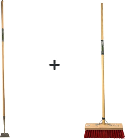 Synx Tools Rechte Schoffel 12cm met Staal 160cm + Nylon Straatbezem 60cm - Rechte Schoffel 12cm - Buitenbezem
