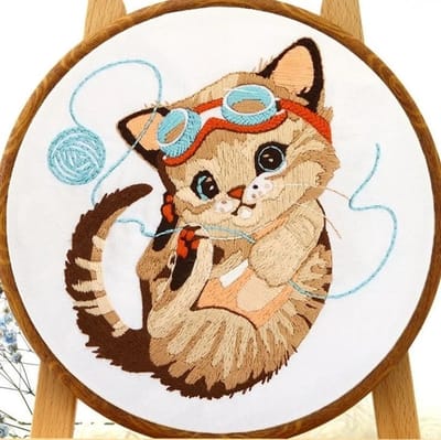 Borduurpakket - Vrij borduren - Kitten - Embroidery (Katje) - Awesome Pattern Studio