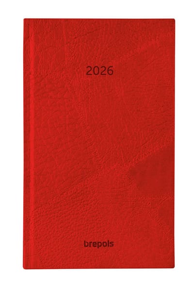 Brepols bureau agenda 2026 - BREFORM [0.516] - LUCCA - Bureau agenda - 1 dag op 1 pagina - Dagoverzicht - Rood - 10 x 16.5 cm