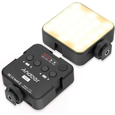 ANDOER T64 Pocket Led Light Mini Video Lamp Fotografielamp 2500K-9000K+/-200K Kleurtemperatuur zwart