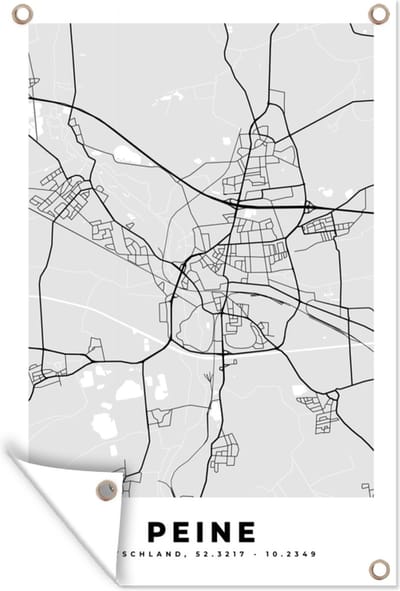 Muurdecoratie Kaart - Peine - Stadskaart - Plattegrond - Duitsland - 120x180 cm - Tuinposter - Tuindoek