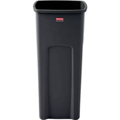 Rubbermaid afvalbak Untouchable, vierkant, met klemgleuf, L 394 x B 419 x H 836 mm, 87 l, kunststof, zwart