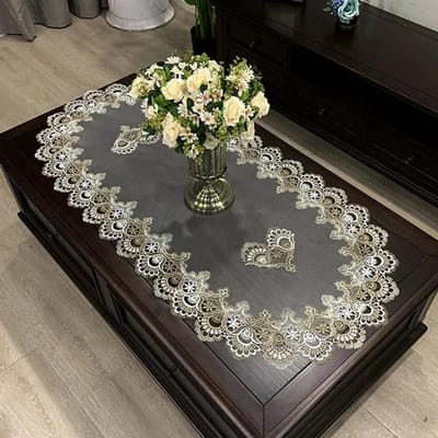 Ovaal Tafelkleed Moderne Eettafelhoes Europese Geborduurde Salontafeldoek Kant TV-meubelhoezen voor Huis Hotel Decor 40X90cm Oval gray