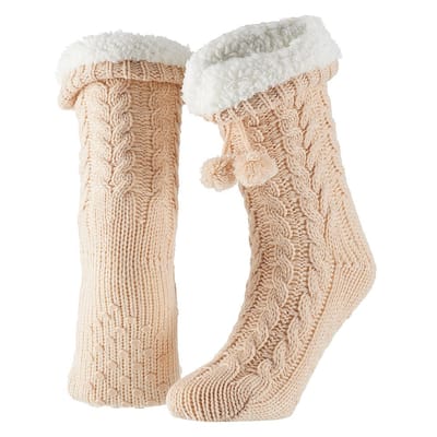 Apollo - Dames Huissokken met Fake Fur - Glitter - Fashion Roze - Maat 36/41 - Fluffy sokken - Slofsokken anti slip - Anti slip sokken - Warme sokken - Winter sokken