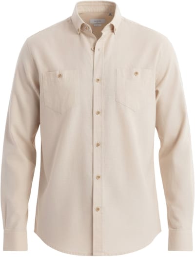 OMBRE Overhemd - Regular Fit - Linnen - Lange Mouw Crème S