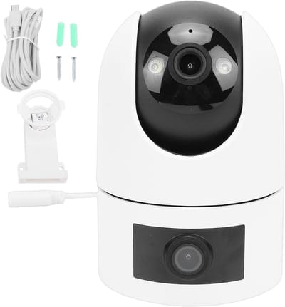 Beveiligingscamera Systeem - Binnen Buiten Camera - Huis Bewaken - Dubbele Lens Pan Tilt - 3MP 2K HD - Zwart Wit